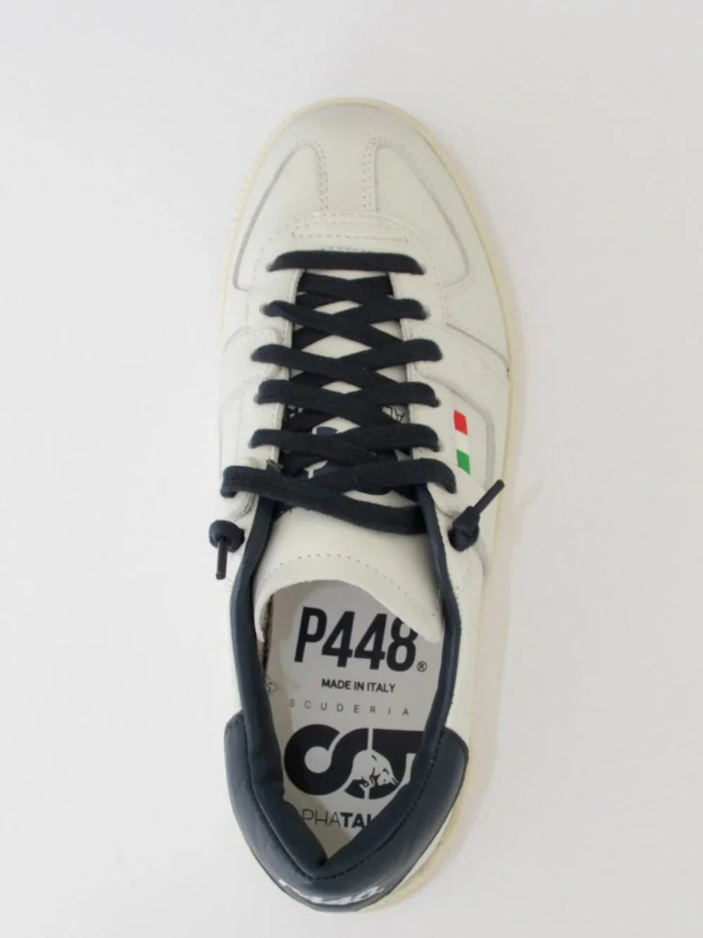 NWT P448 RARE White Leather Sneakers with Italian Flag