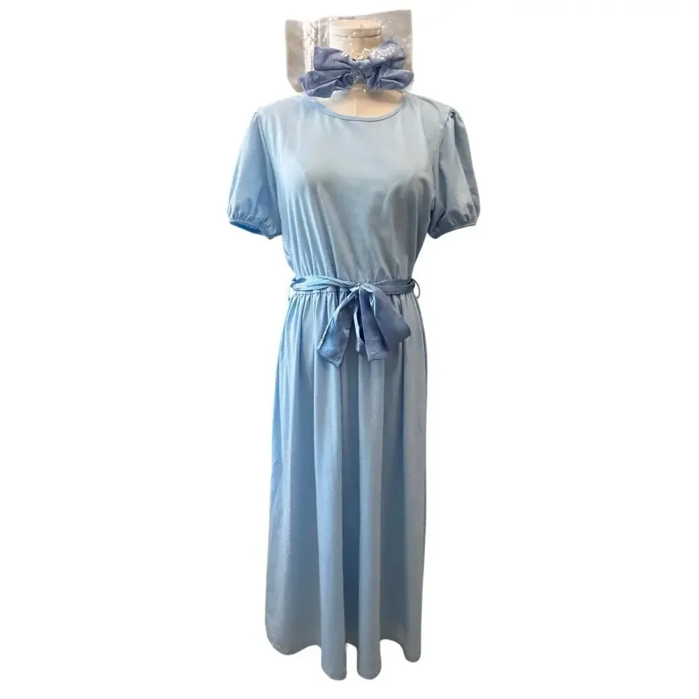 Adult Wendy Darling Cosplay Dress with Matching Blue Hairbow NWOT Medium Costume