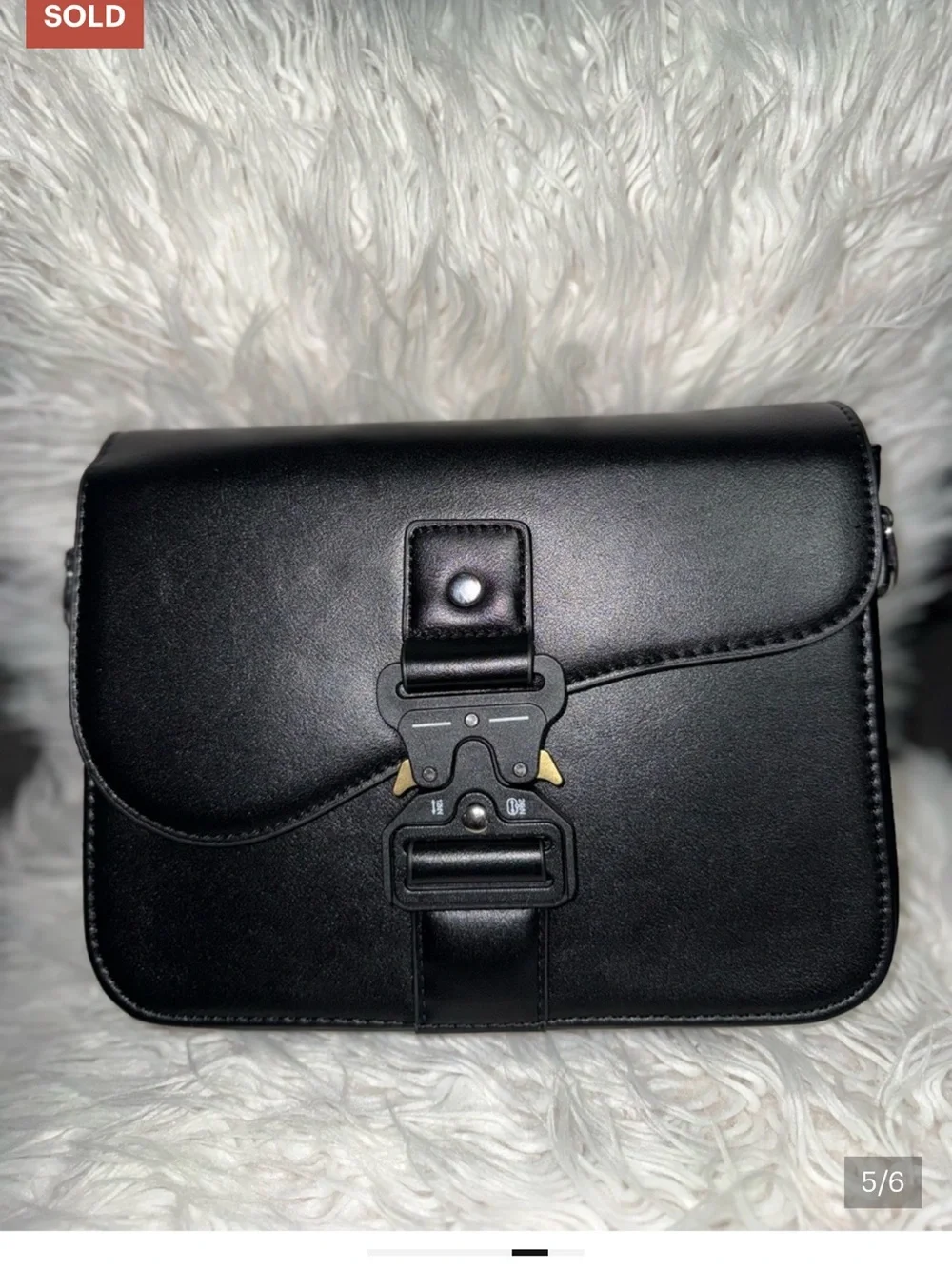 Black Leather Crossbody Bag for Men - Classic Minimal Design