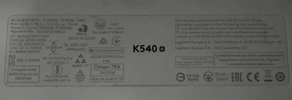 Logitech k540 wireless