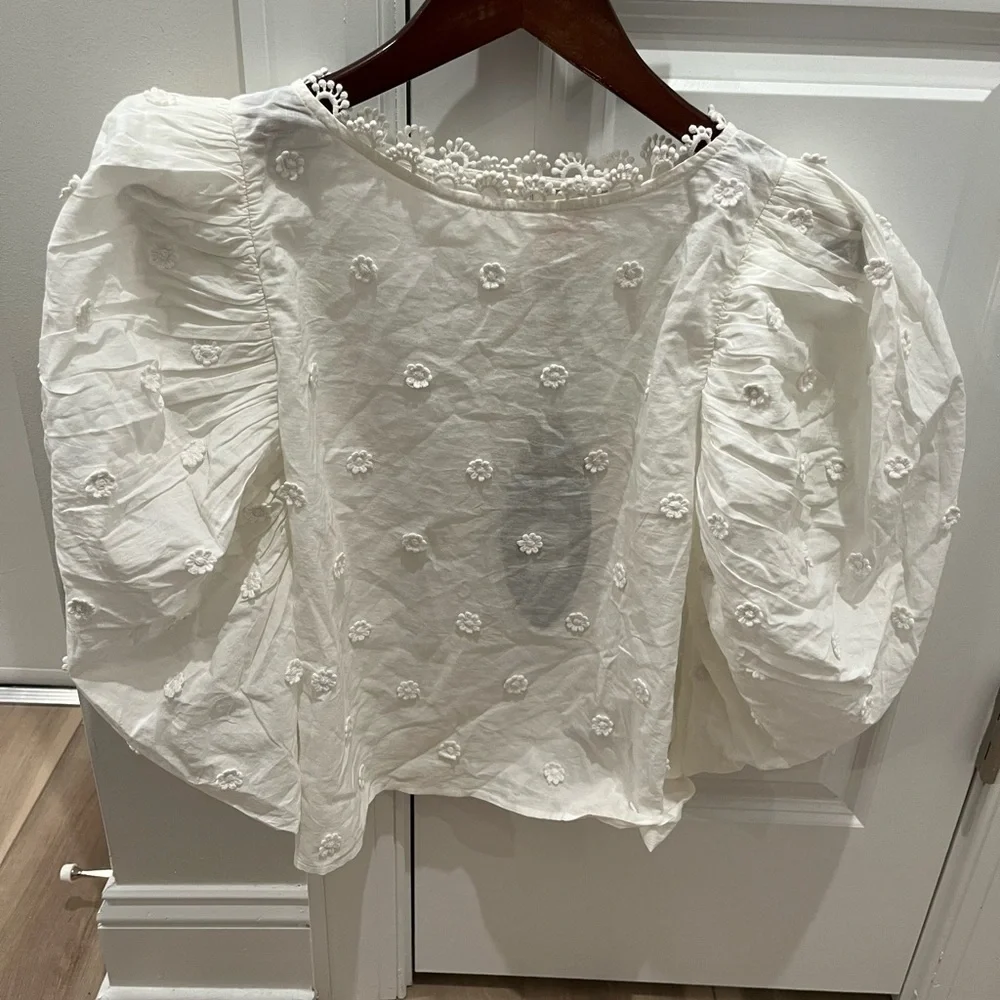 NWT Off-White 3d Flowers Cotton Blouse S