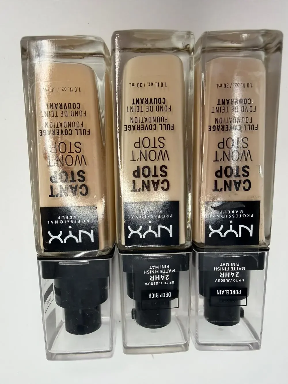 NYX Can't Stop Won't Stop Full Coverage Foundation 3- Porcelain Deep Rich Pale