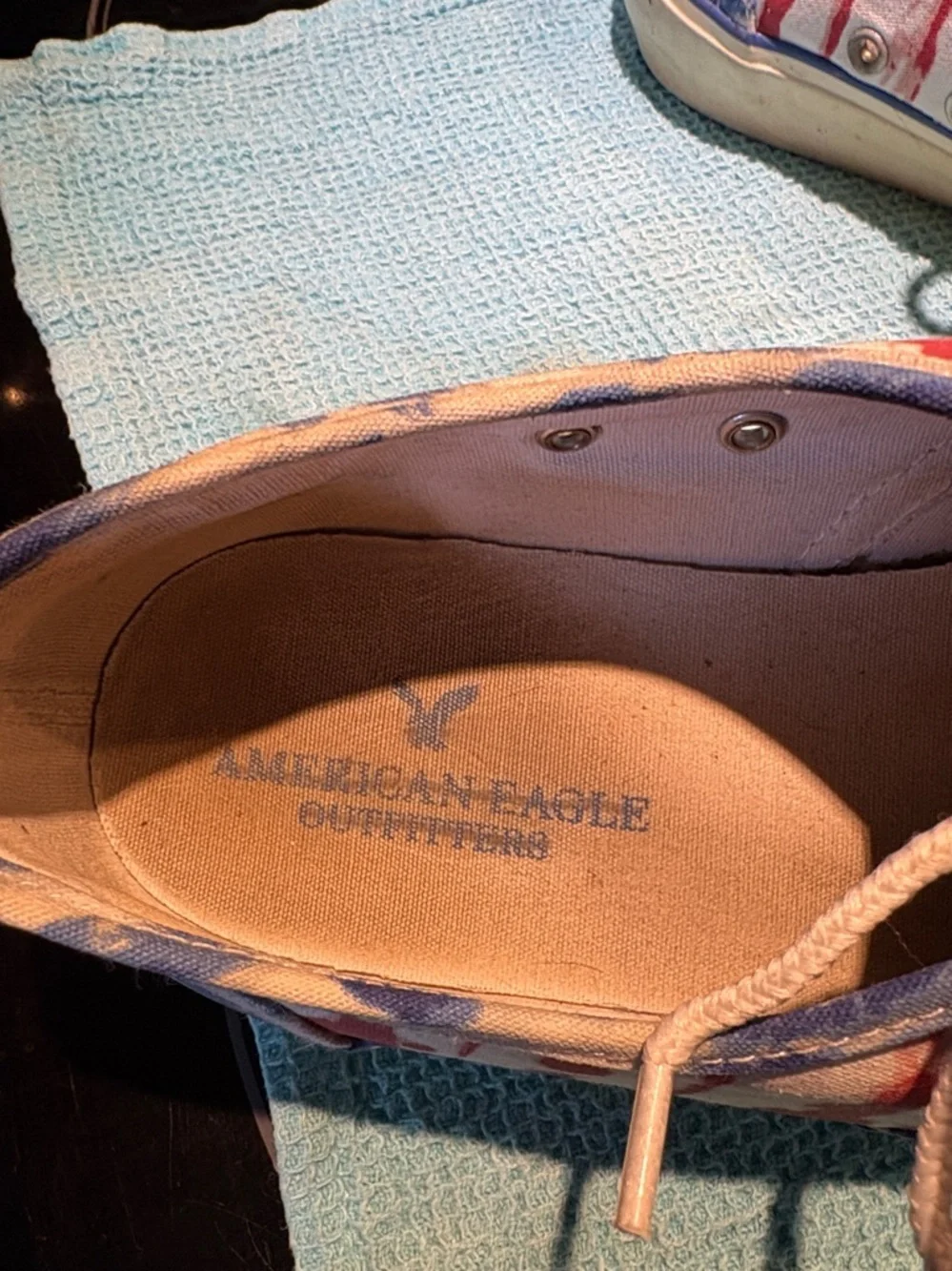 American Eagle”Boat Shoes” Low Canvas Lace Up sneakers Patriotic Themed Sz 11