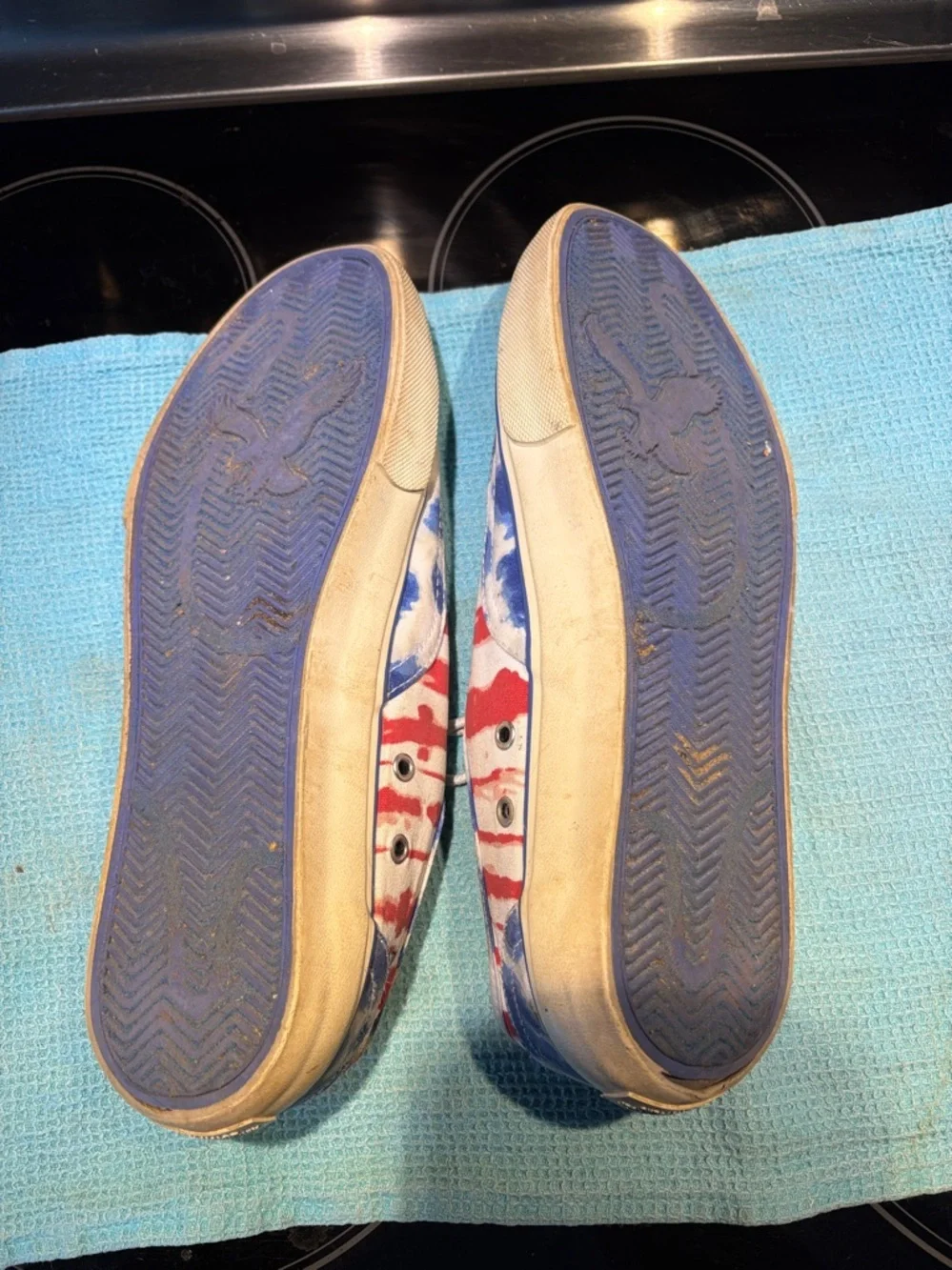 American Eagle”Boat Shoes” Low Canvas Lace Up sneakers Patriotic Themed Sz 11