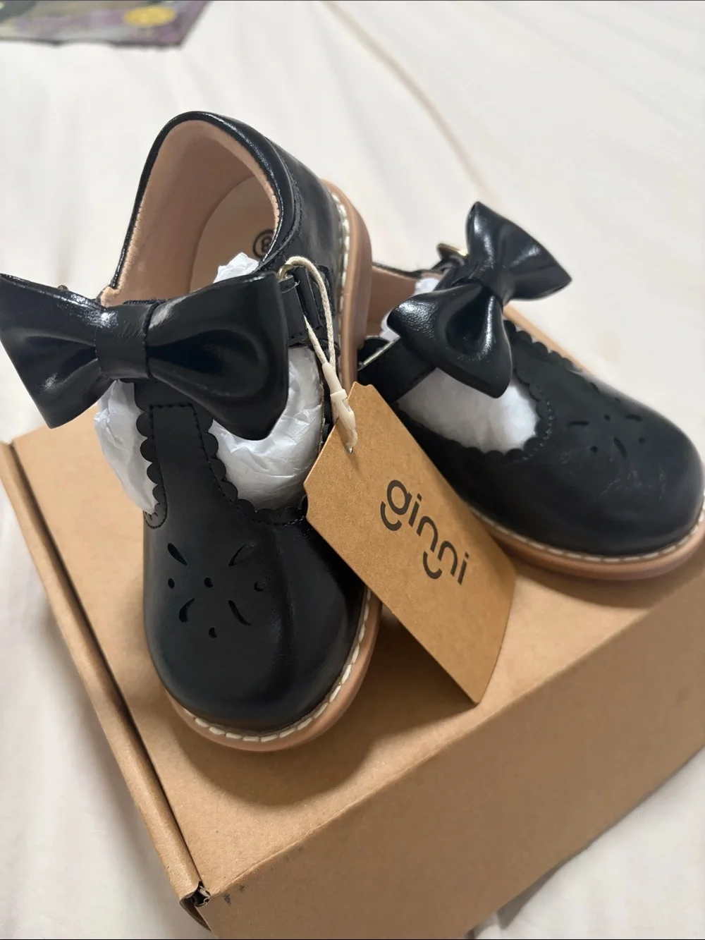 Ginni Kids Black Bow Dress Shoes - Classic Mary Jane