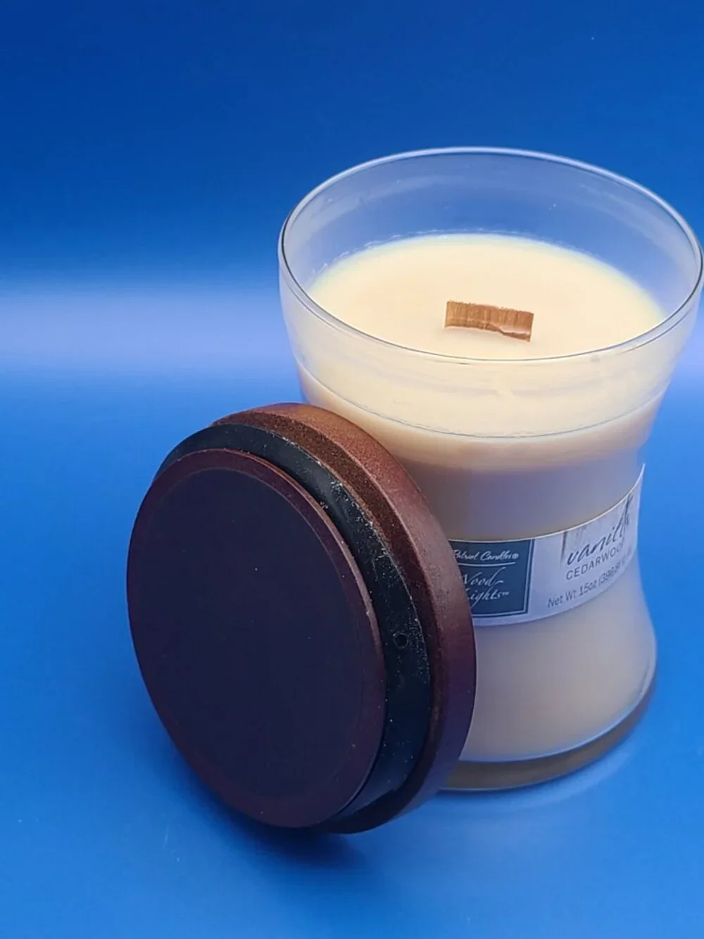 Patriot Candles Wood Lights Vanilla Cedarwood Jar Candle 15 oz NEW