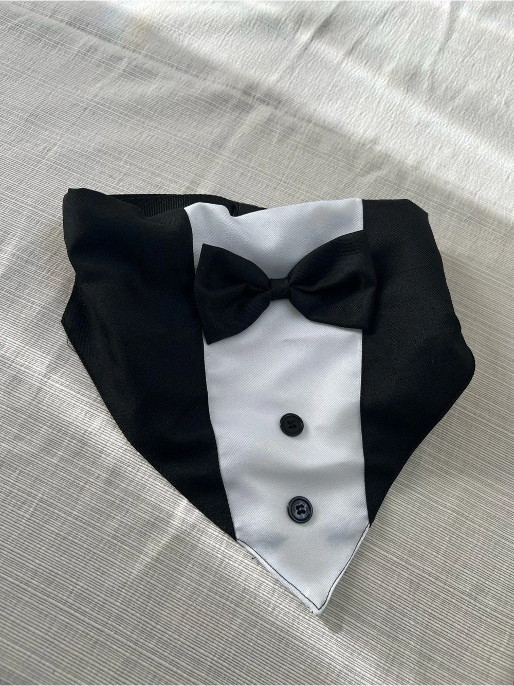Tuxedo Bow Tie Bandana for large dogs- Black & White