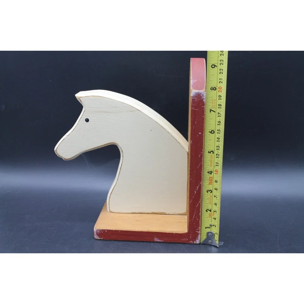 Horse Head Wooden Bookends Distressed Farmhouse Equestrian Decor Set of 2