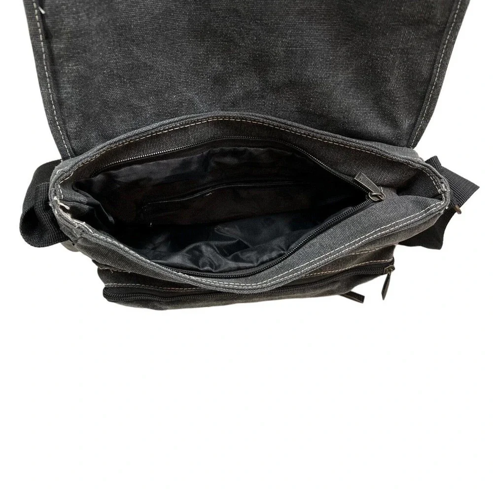 Mailbul Meibao Messenger‎ Bag Inner Zip Compartments Lined Black Wash Medium