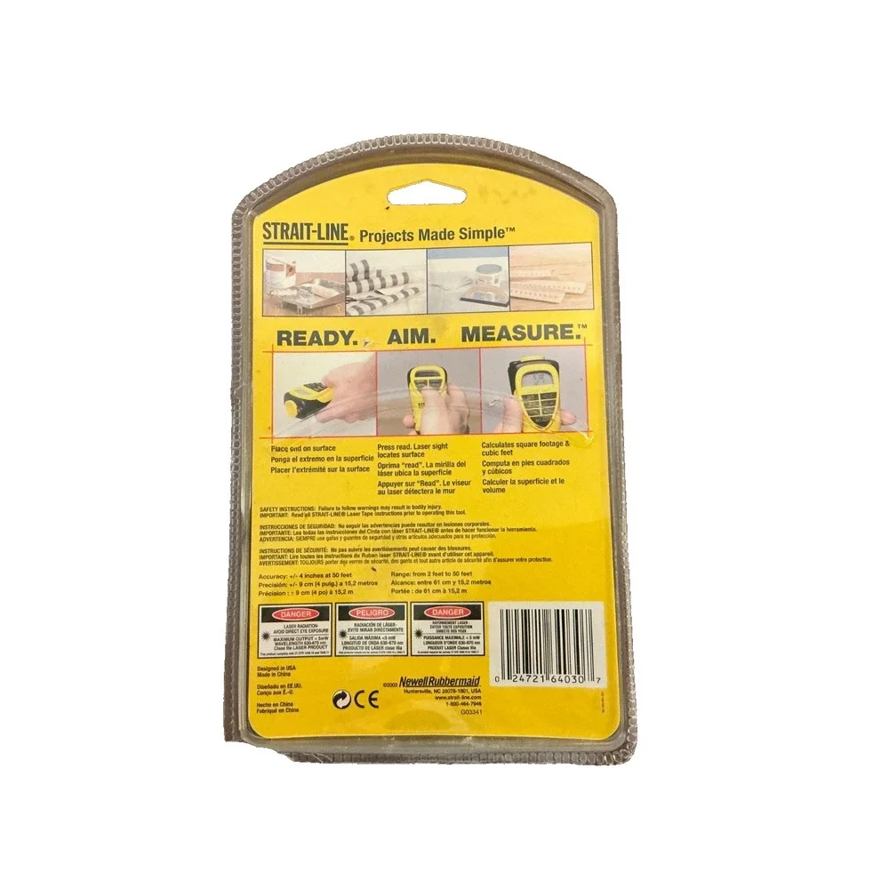 Strait-Line Laser Tape, Measures 50 Feet/ Calculates Square Foot & Cubic Feet