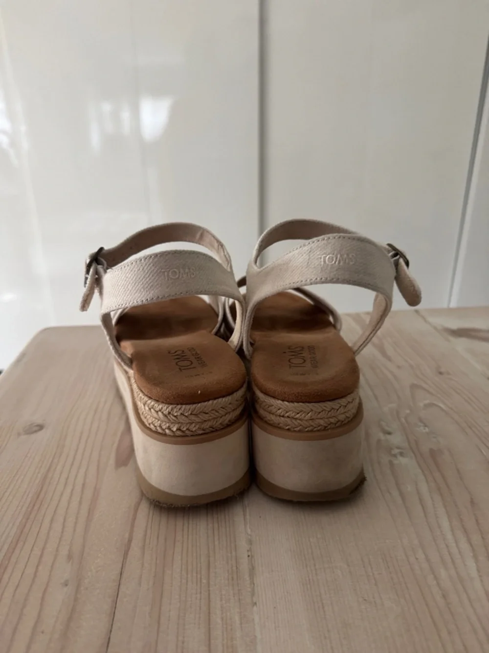 Toms Cream Platform Espadrille Sandals with Ankle Strap