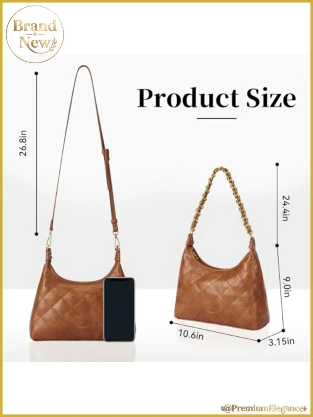 Vegan Leather Crescent Shoulder Bag - Small Crossbody Hobo Handbag for Women