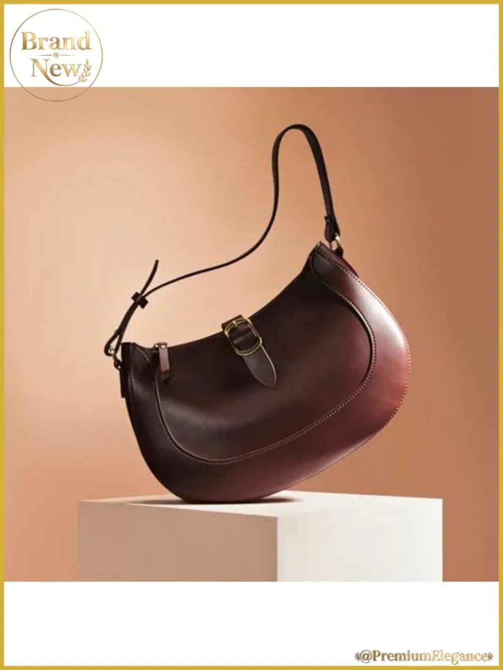 Vegan Leather Crescent Hobo Bag with Adjustable Strap and Detachable Clutch
