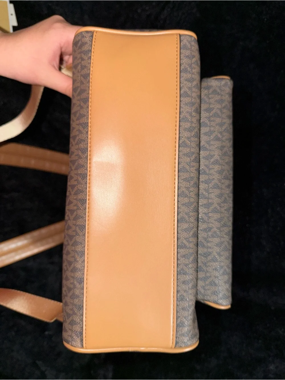 Michael Kors Brown Signature Canvas Backpack with Tan Trim