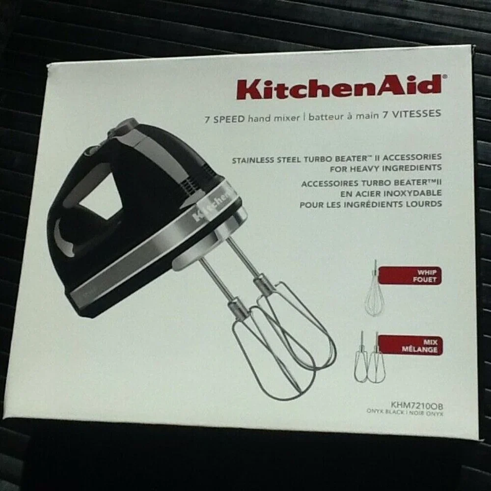 brand new BLACK KitchenAid Soft Start 7-Speed Hand Mixer - Model KHM7210OB