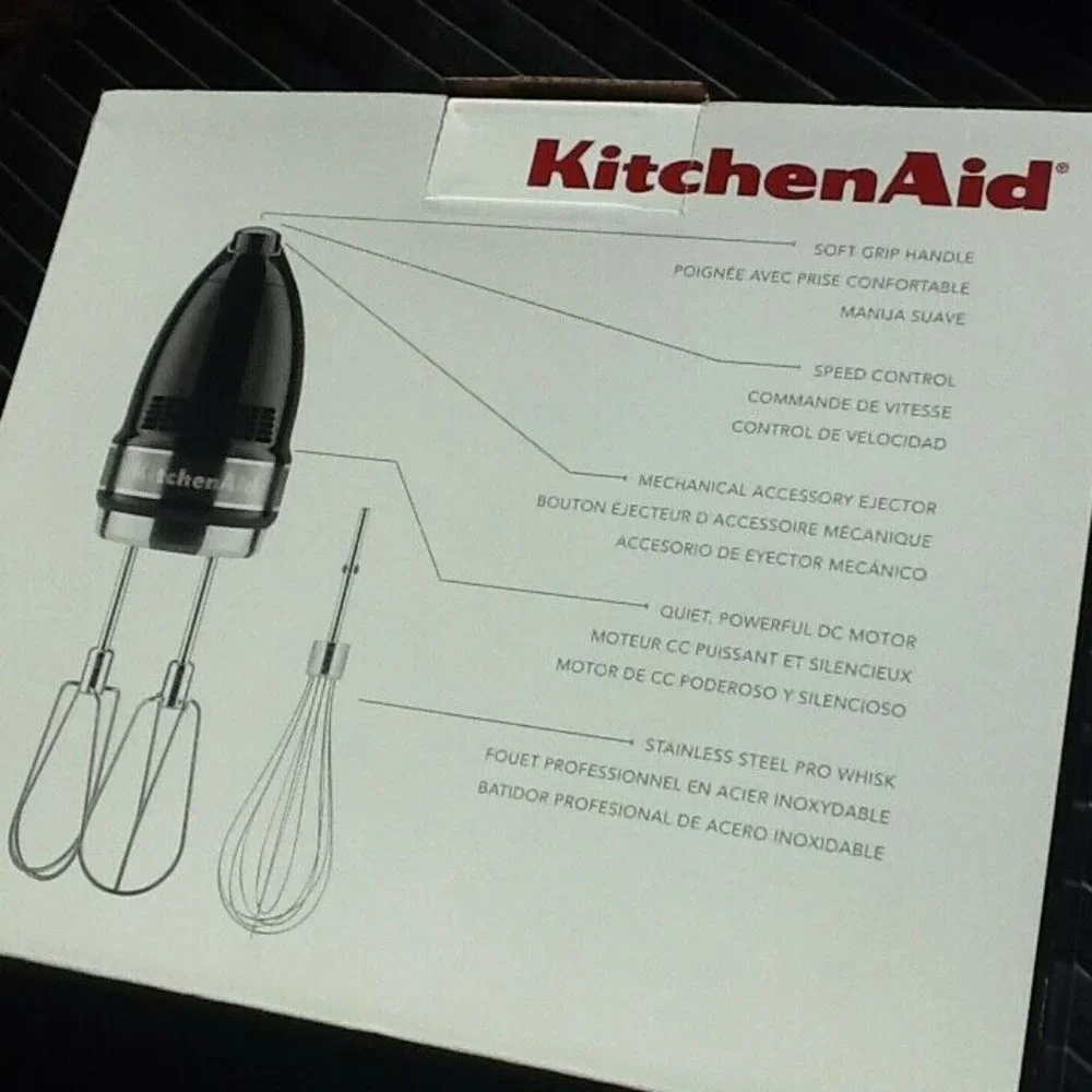 brand new BLACK KitchenAid Soft Start 7-Speed Hand Mixer - Model KHM7210OB