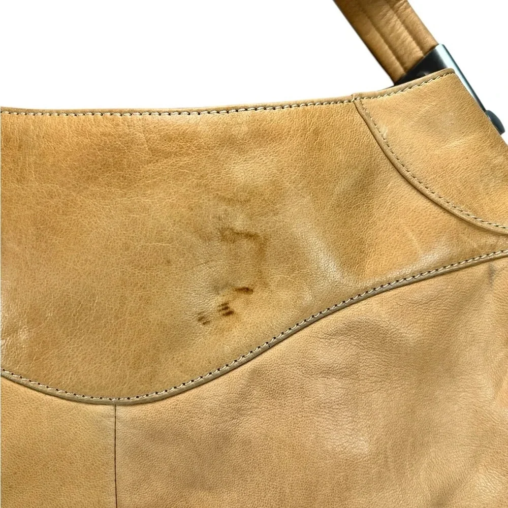 Charles David Camel Brown Leather Large Hobo Handbag Purse
