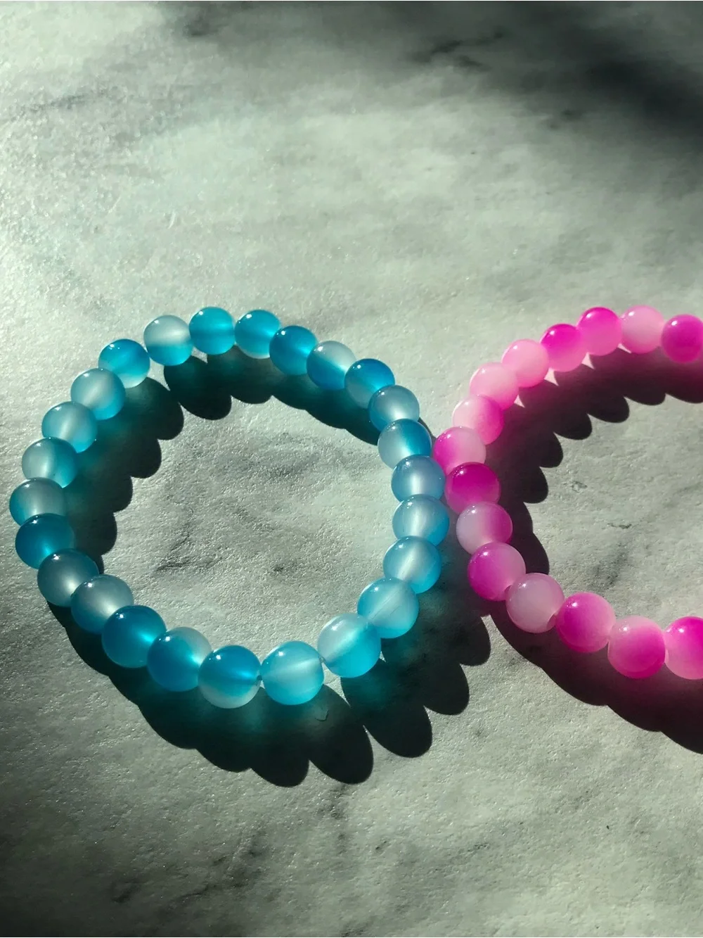 Kids Beaded Stretch Bracelet Set - Pink & Blue