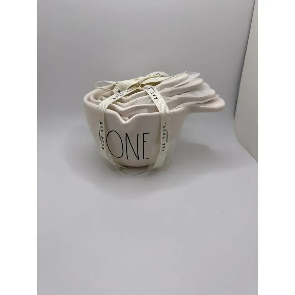 Rae Dunn White Measuring Cups with Handles, Brand New!