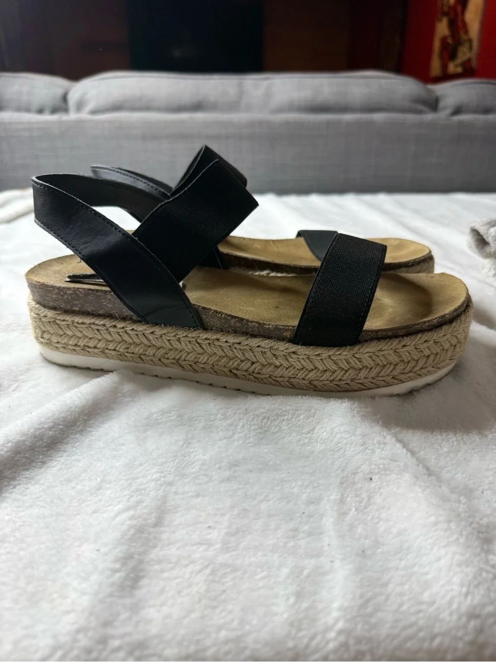 Steve Madden Black Platform Espadrille Sandals - Women's Casual Slide