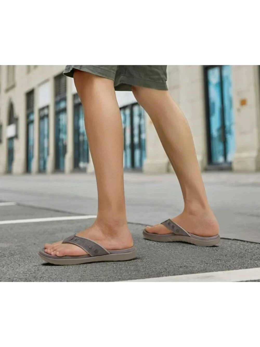 Men's Grey Fashion Arch Support Flip Flops Comfort Orthotic Thong Sandal Shoes