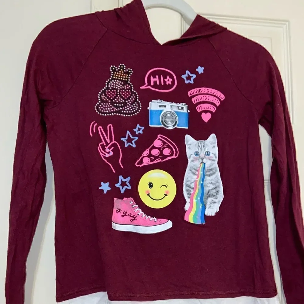 Justice long sleeve hooded top size 14