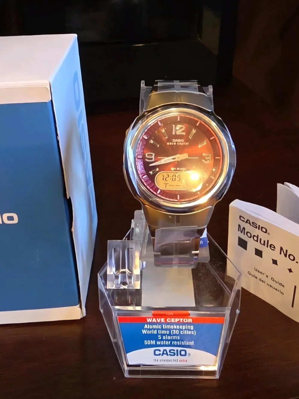 Casio Analog-Digital Men's Watch in Brown and Silver Tones