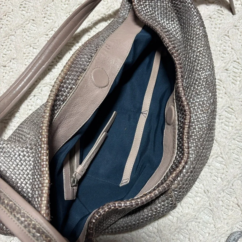 COLE HAAN Leather‎ Metallic Woven Shoulder Bag Hobo Bronze