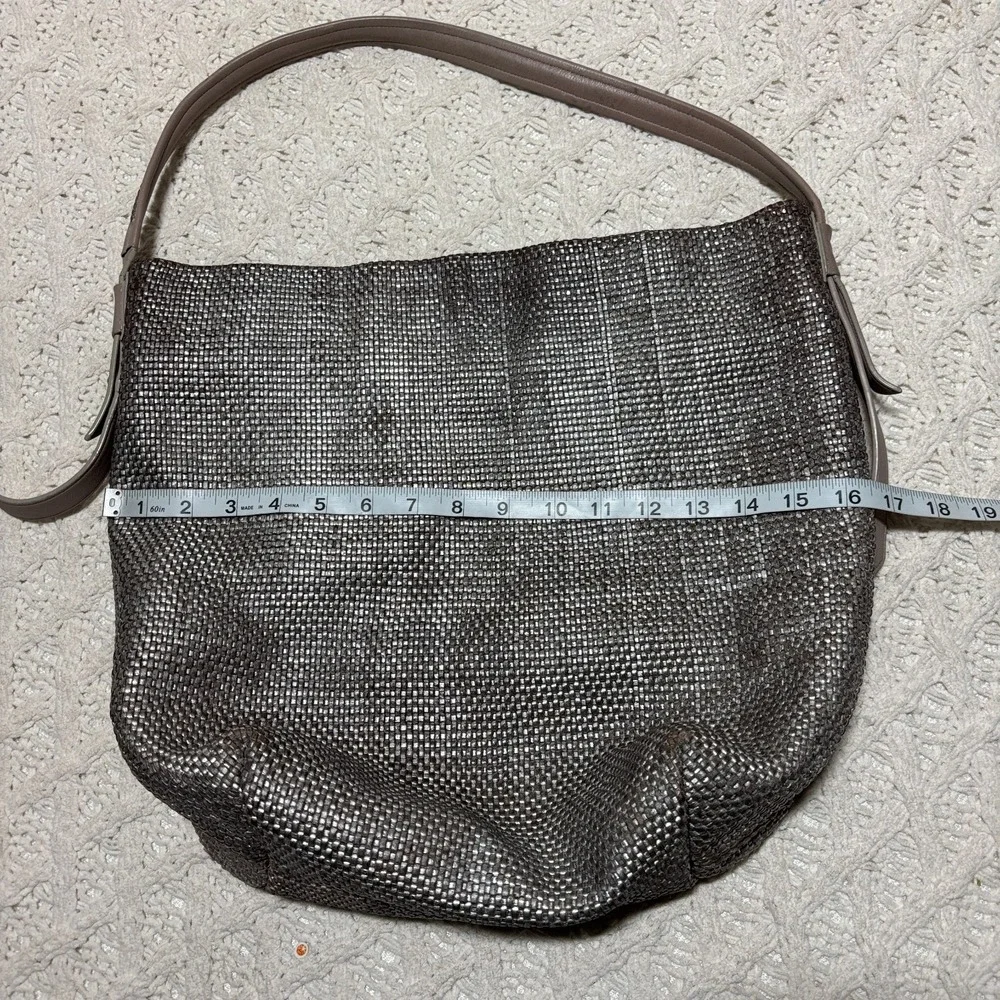COLE HAAN Leather‎ Metallic Woven Shoulder Bag Hobo Bronze