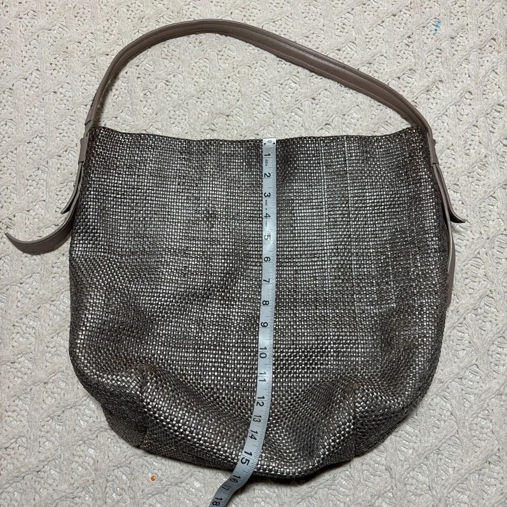 COLE HAAN Leather‎ Metallic Woven Shoulder Bag Hobo Bronze