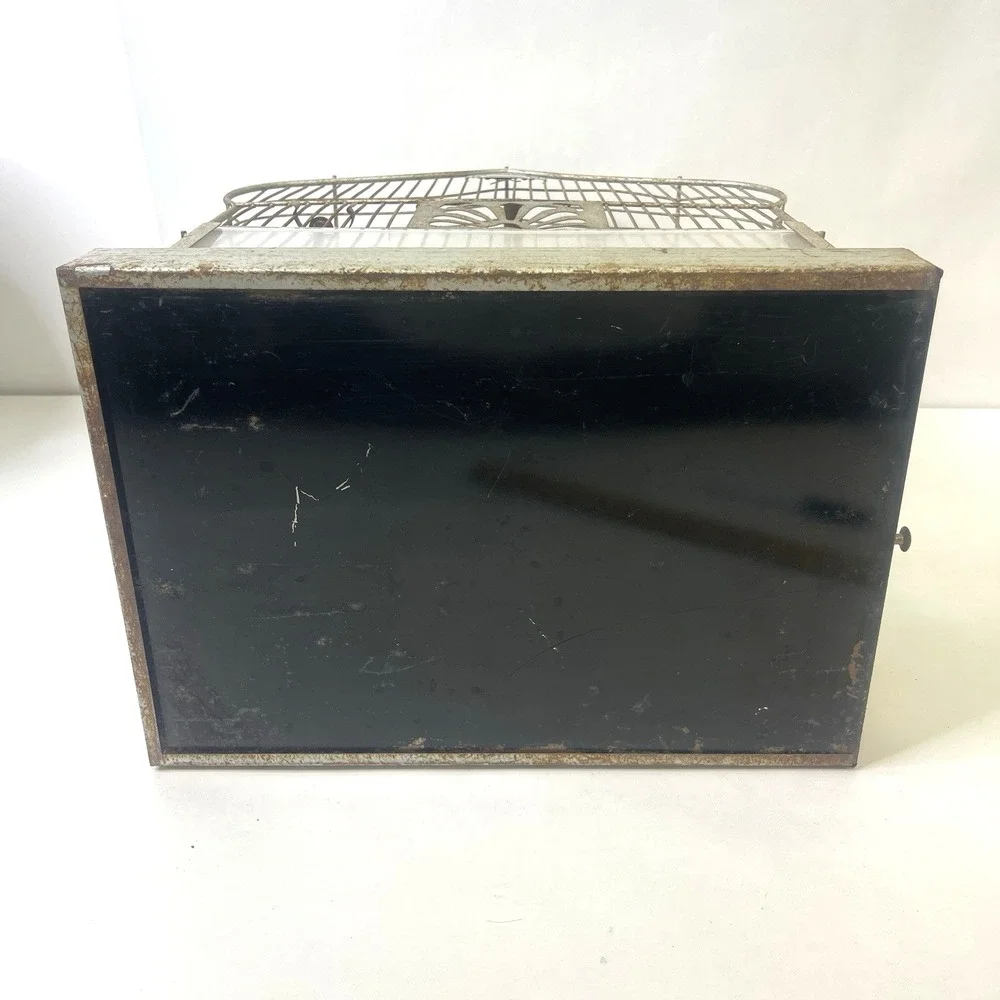 Vintage CROWN‎ Wire Bird Cage w Original Feeder Trays & Slide Tray Hang Hook