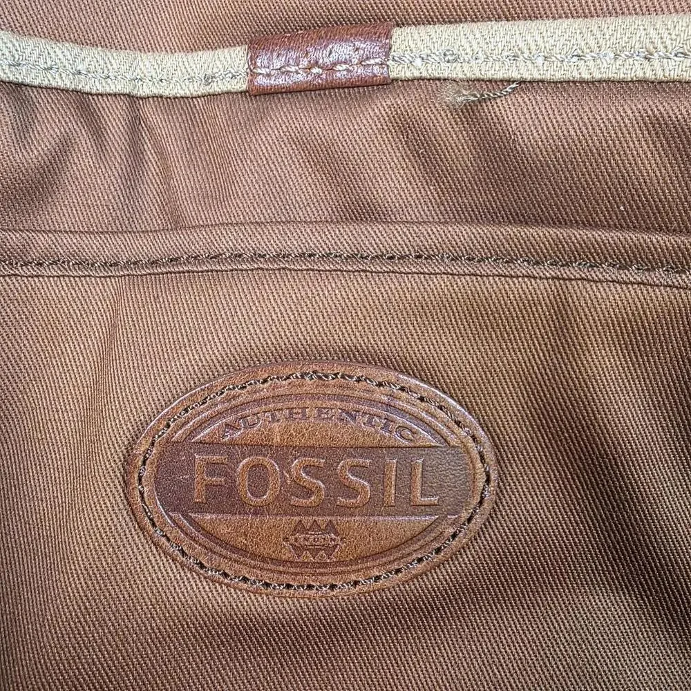 Fossil Canyon Beige Messenger Bag With Leather Detailing And Adjustable Strap