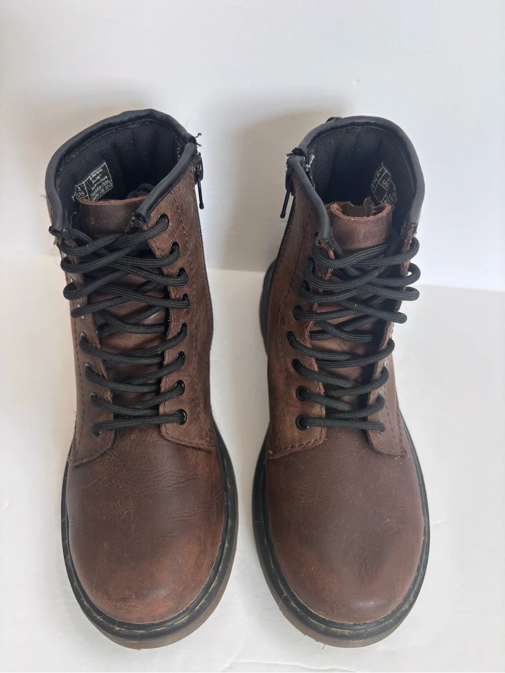 Dr. Martens Delaney Brown Leather Lace Up Boots Child 3
