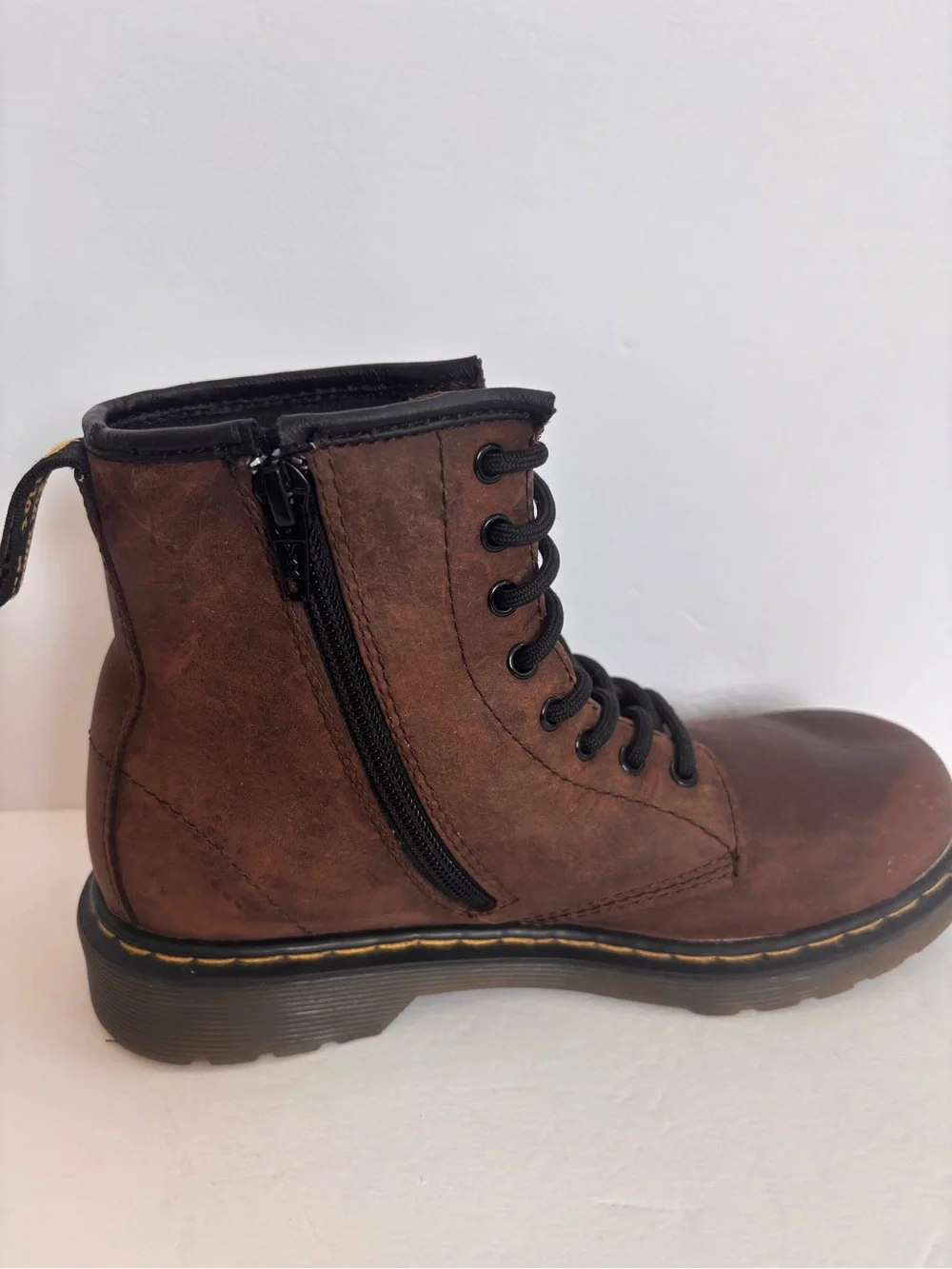 Dr. Martens Delaney Brown Leather Lace Up Boots Child 3
