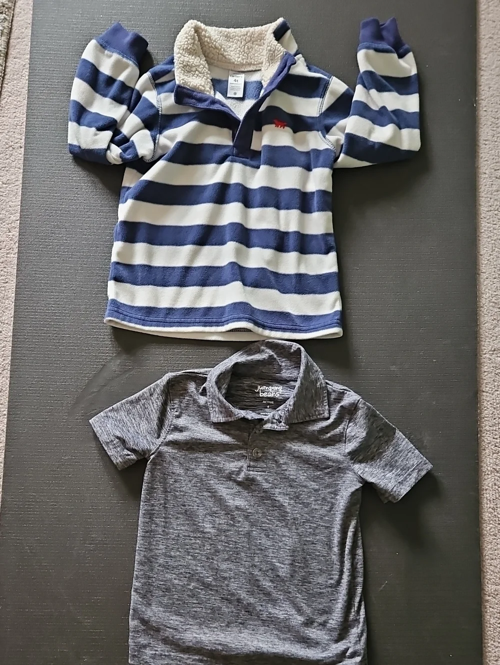 OshKosh B'gosh Navy & White Striped Sherpa Pullover & Collared Shirt #205