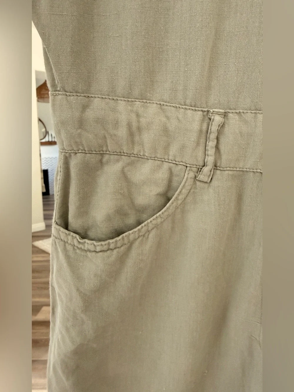 Zara Olive Green cotton/linen jumpsuit