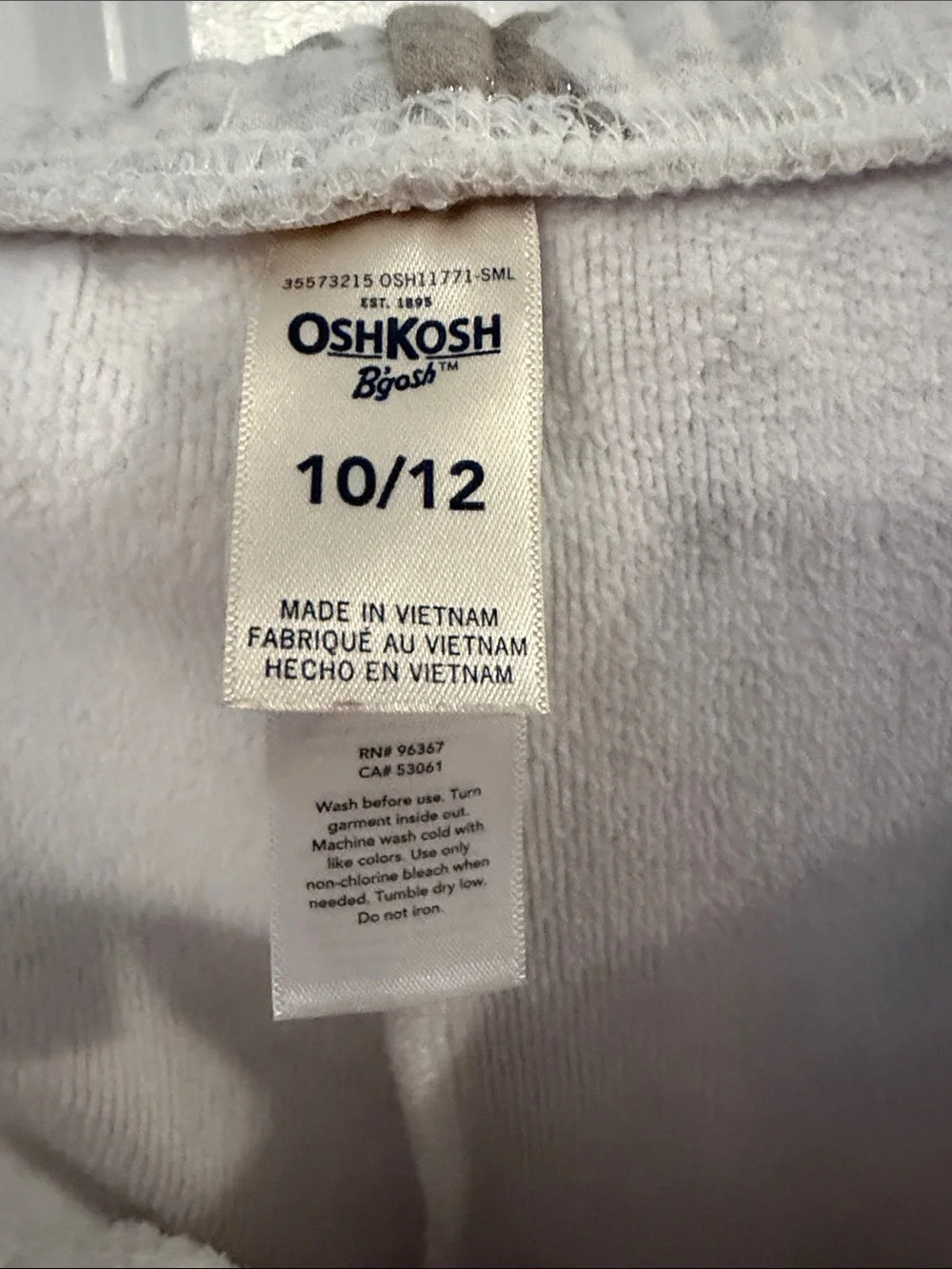 OshKosh B'gosh Cream fleece legging pants with Gold Star Print