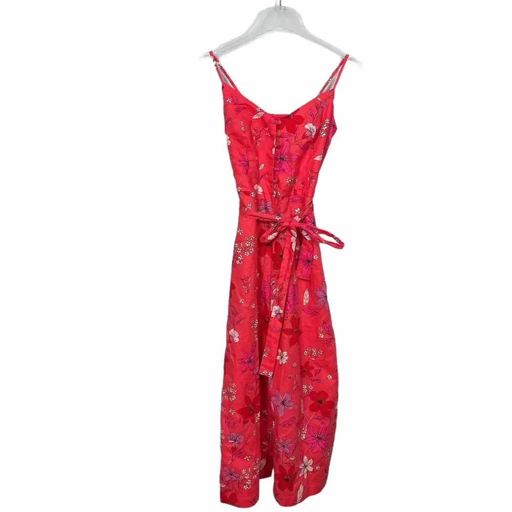 Banana Republic Floral Linen Blend Smocked Jumpsuit Size 2 NWOT