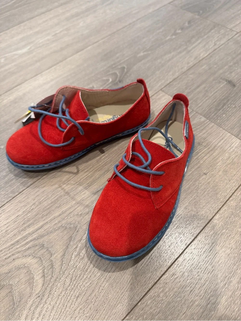Kids Red Suede Lace-Up Shoes