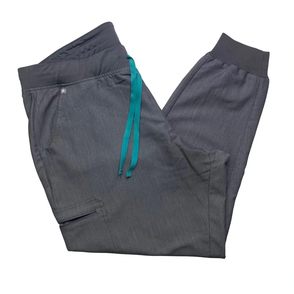 Figs Charcoal Joggers with Teal‎ Drawstrings