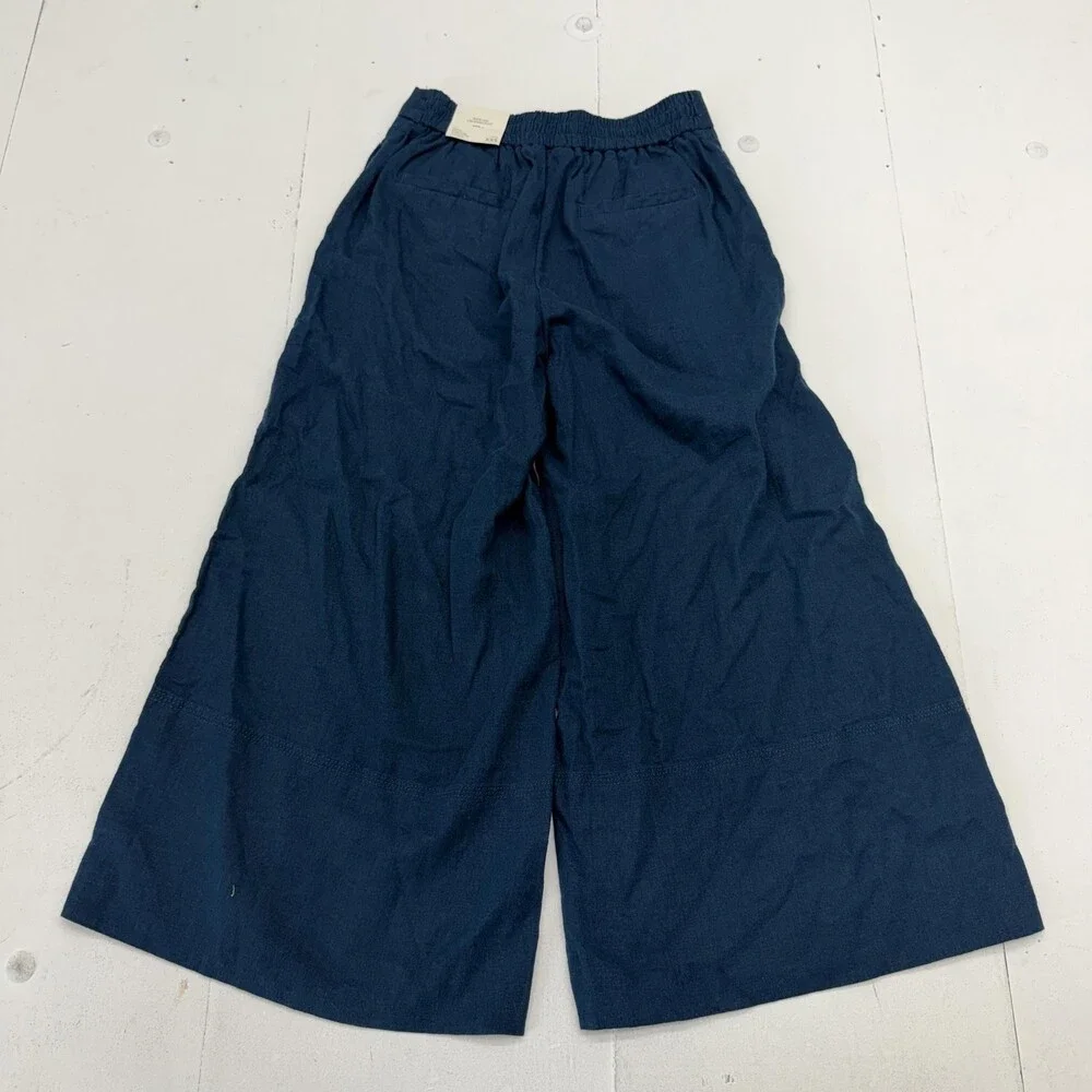 Banana Republic Pants Womens XXS Petite Blue Wide Leg Cropped Elastic Waist