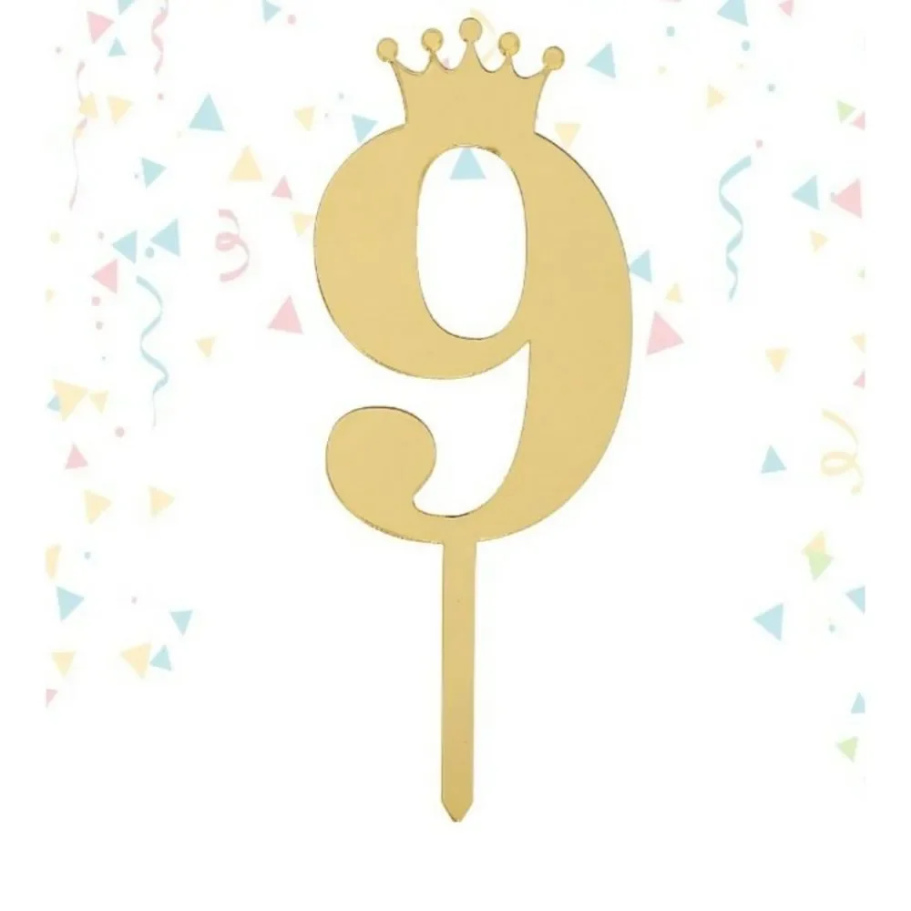 CAKE Topper # 9 Golden Mirror Reflecting Chic NWT Number Nine