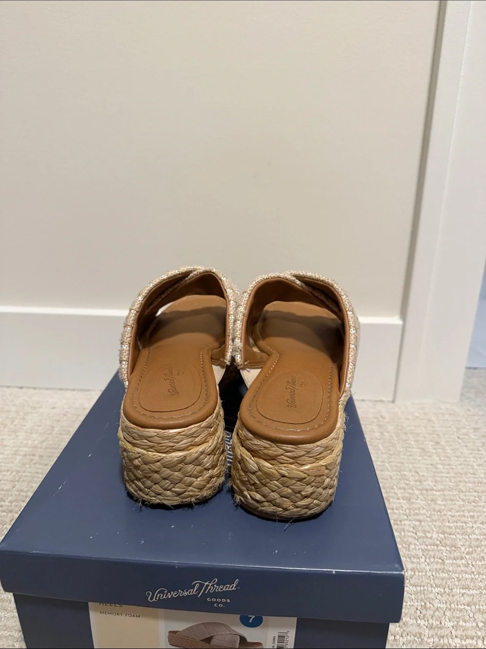 Universal Thread • Desi Heels (Neutral Crisscross Espadrille Platform Sandals)
