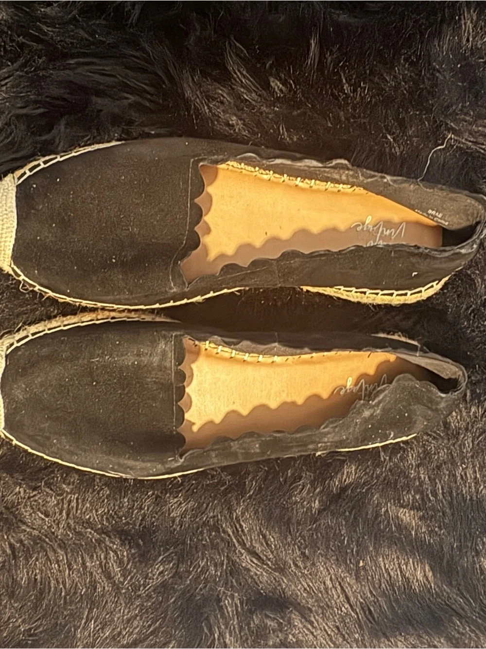 Scalloped Black Women’s Espadrille Slip-On