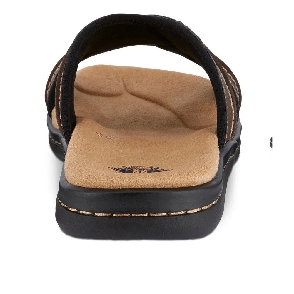 Dockers Sunland Dark Brown Leather Slide Sandals‎ Men's Size 9M Casual Comfort