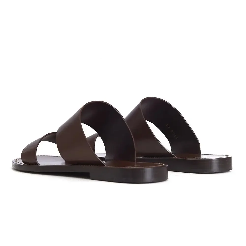 CELINE Dark Brown Calfskin Leather Sandals Lerins Vegetal Tanning NEW 45 / 12