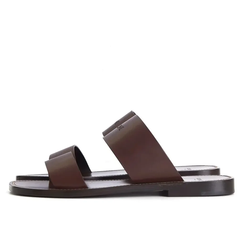 CELINE Dark Brown Calfskin Leather Sandals Lerins Vegetal Tanning NEW 45 / 12