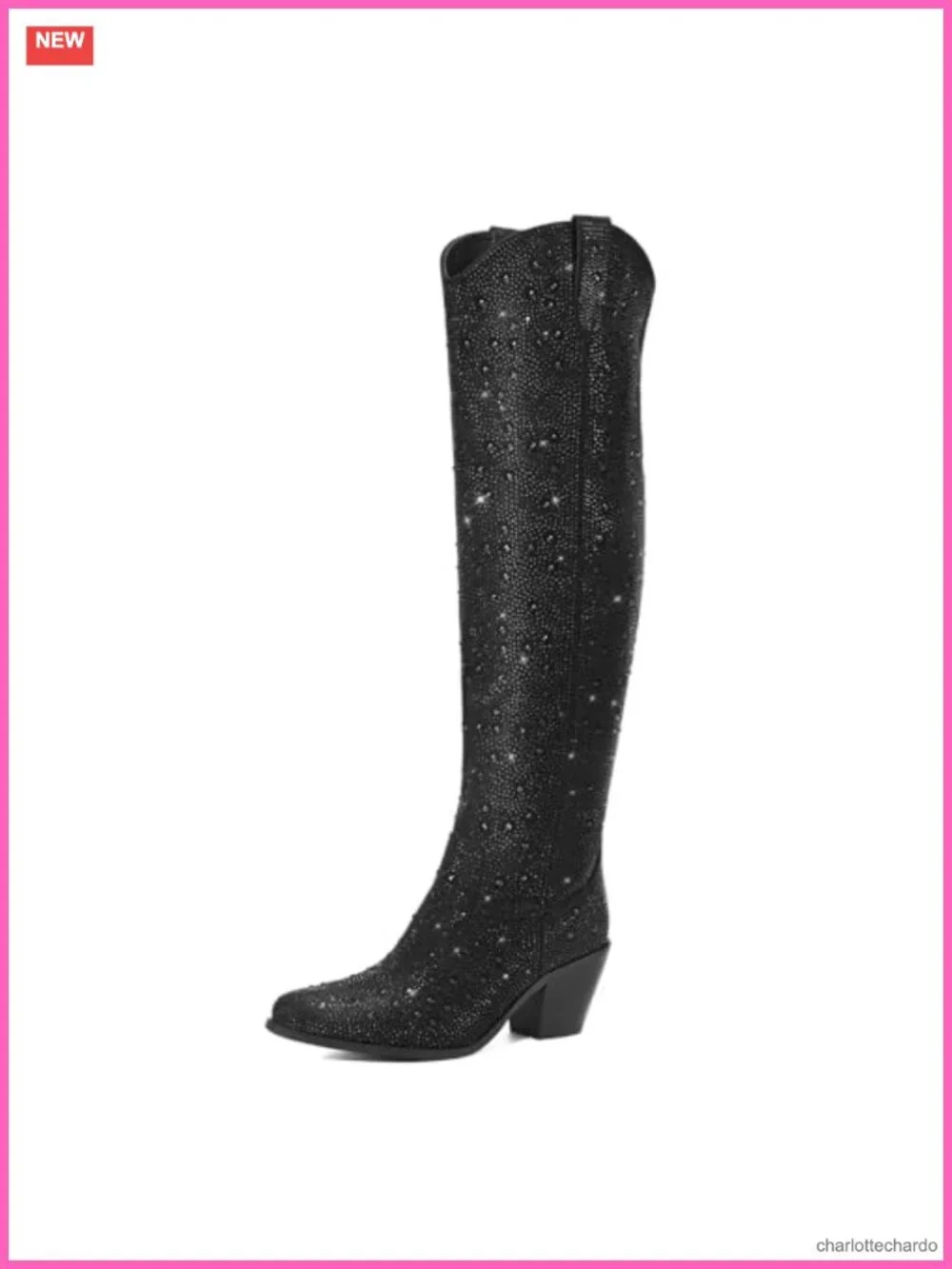 Rhinestone Cowgirl Boots with Zipper Over the Knee