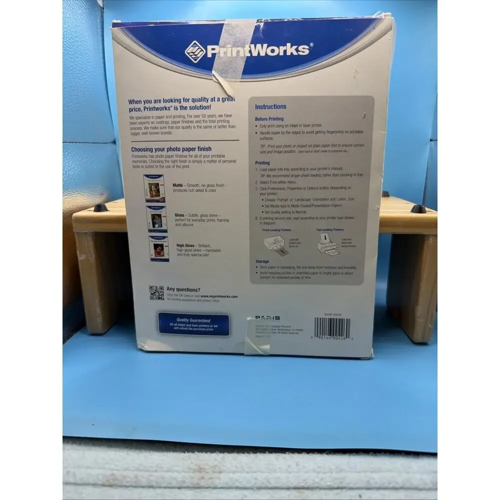 Printworks Matte Photo Paper for Inkjet Printers, Printable on Both Sides, 74ct