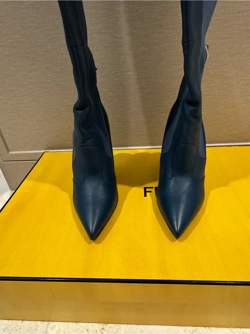 Fendi Rockoko Women's Over-the-Knee Leather Boots - Blue NWT!! 7.5/37.5